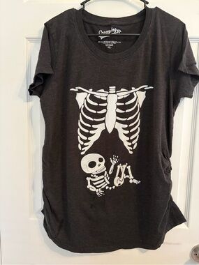 Crazy Dog T-Shirts Black Short Sleeve Maternity Skeleton Tee